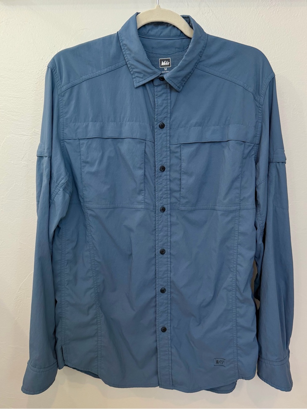 REI Men's Hiking Slate Blue Lightweight Button-Up Shirt